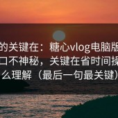 真正的关键在：糖心vlog电脑版的冷门入口不神秘，关键在省时间操作怎么理解（最后一句最关键）