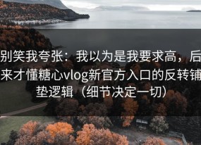 别笑我夸张：我以为是我要求高，后来才懂糖心vlog新官方入口的反转铺垫逻辑（细节决定一切）