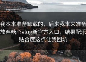我本来准备卸载的，后来我本来准备放弃糖心vlog新官方入口，结果配乐贴合度这点让我回坑
