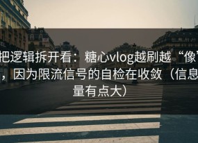 把逻辑拆开看：糖心vlog越刷越“像”，因为限流信号的自检在收敛（信息量有点大）