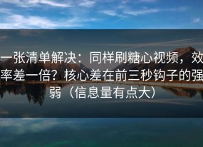 一张清单解决：同样刷糖心视频，效率差一倍？核心差在前三秒钩子的强弱（信息量有点大）