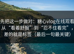先把这一步做对：糖心vlog在线观看从“看着舒服”到“忍不住看完”，差的就是标签（最后一句最关键）