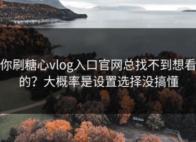 你刷糖心vlog入口官网总找不到想看的？大概率是设置选择没搞懂