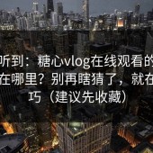 刚打听到：糖心vlog在线观看的流量口子在哪里？别再瞎猜了，就在小技巧（建议先收藏）