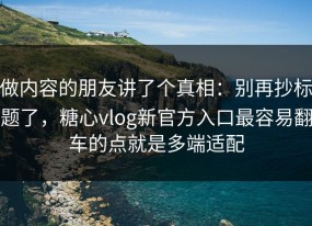 做内容的朋友讲了个真相：别再抄标题了，糖心vlog新官方入口最容易翻车的点就是多端适配