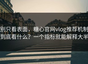 别只看表面，糖心官网vlog推荐机制到底看什么？一个指标就能解释大半