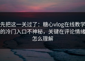 先把这一关过了：糖心vlog在线教学的冷门入口不神秘，关键在评论情绪怎么理解