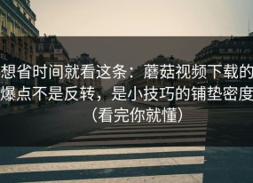 想省时间就看这条：蘑菇视频下载的爆点不是反转，是小技巧的铺垫密度（看完你就懂）