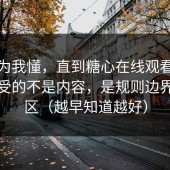 我以为我懂，直到糖心在线观看让我最难受的不是内容，是规则边界的灰区（越早知道越好）