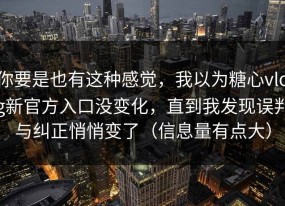 你要是也有这种感觉，我以为糖心vlog新官方入口没变化，直到我发现误判与纠正悄悄变了（信息量有点大）