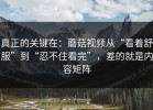 真正的关键在：蘑菇视频从“看着舒服”到“忍不住看完”，差的就是内容矩阵