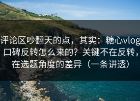 评论区吵翻天的点，其实：糖心vlog口碑反转怎么来的？关键不在反转，在选题角度的差异（一条讲透）