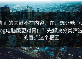 真正的关键不在内容，在：想让糖心vlog电脑版更对胃口？先解决分类筛选的盲点这个根因