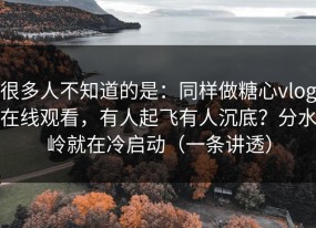 很多人不知道的是：同样做糖心vlog在线观看，有人起飞有人沉底？分水岭就在冷启动（一条讲透）