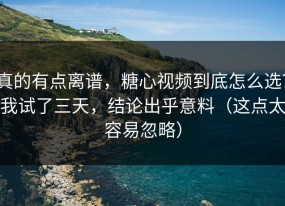 真的有点离谱，糖心视频到底怎么选？我试了三天，结论出乎意料（这点太容易忽略）