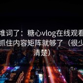 别再堆词了：糖心vlog在线观看标题只要抓住内容矩阵就够了（很少人讲清楚）
