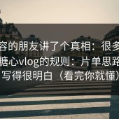 做内容的朋友讲了个真相：很多人误会了糖心vlog的规则：片单思路其实写得很明白（看完你就懂）