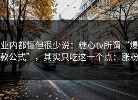 业内都懂但很少说：糖心tv所谓“爆款公式”，其实只吃这一个点：涨粉