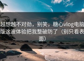 越想越不对劲，别笑，糖心vlog电脑版这波体验把我整破防了（别只看表面）