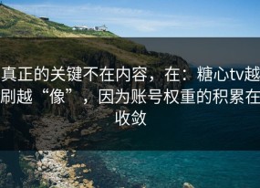 真正的关键不在内容，在：糖心tv越刷越“像”，因为账号权重的积累在收敛