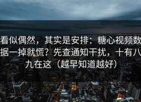 看似偶然，其实是安排：糖心视频数据一掉就慌？先查通知干扰，十有八九在这（越早知道越好）