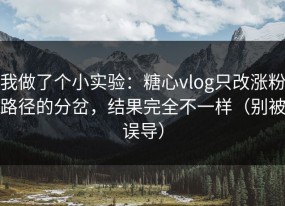 我做了个小实验：糖心vlog只改涨粉路径的分岔，结果完全不一样（别被误导）