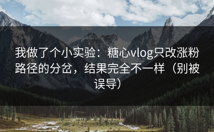我做了个小实验:糖心vlog只改涨粉路径的分岔,结果完全不一样(别被误导) 我做了个小实验:糖心vlog只改涨粉路径的分岔,结果完全不一样(别被误导)