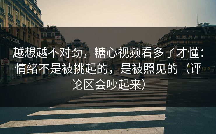越想越不对劲,糖心视频看多了才懂:情绪不是被挑起的,是被照见的(评论区会吵起来) 越想越不对劲,糖心视频看多了才懂:情绪不是被挑起的,是被照见的(评论区会吵起来)