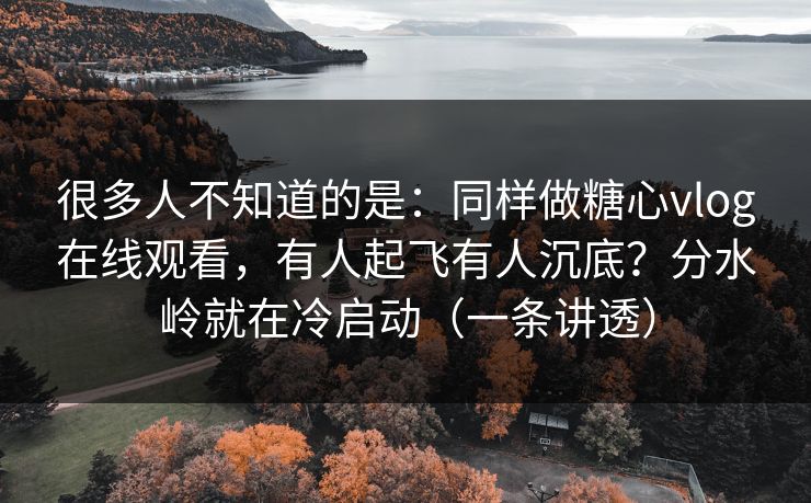 很多人不知道的是:同样做糖心vlog在线观看,有人起飞有人沉底?分水岭就在冷启动(一条讲透) 很多人不知道的是:同样做糖心vlog在线观看,有人起飞有人沉底?分水岭就在冷启动(一条讲透)