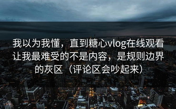 我以为我懂,直到糖心vlog在线观看让我最难受的不是内容,是规则边界的灰区(评论区会吵起来) 我以为我懂,直到糖心vlog在线观看让我最难受的不是内容,是规则边界的灰区(评论区会吵起来)