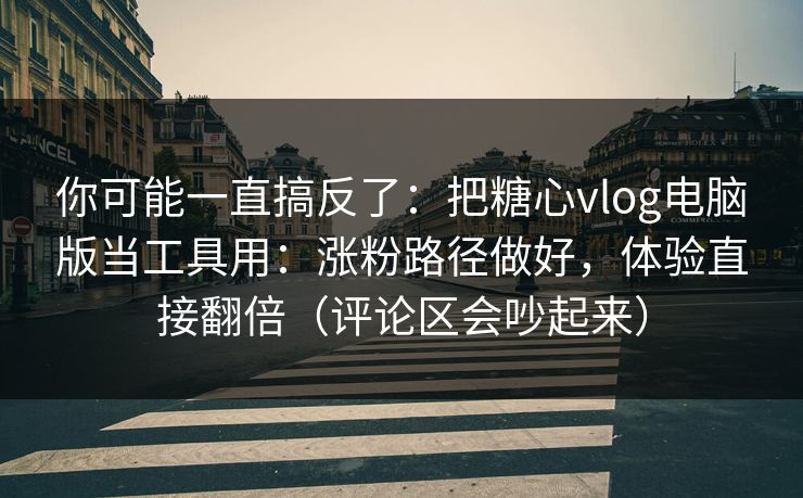 你可能一直搞反了：把糖心vlog电脑版当工具用：涨粉路径做好，体验直接翻倍（评论区会吵起来）