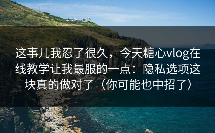 这事儿我忍了很久，今天糖心vlog在线教学让我最服的一点：隐私选项这块真的做对了（你可能也中招了）